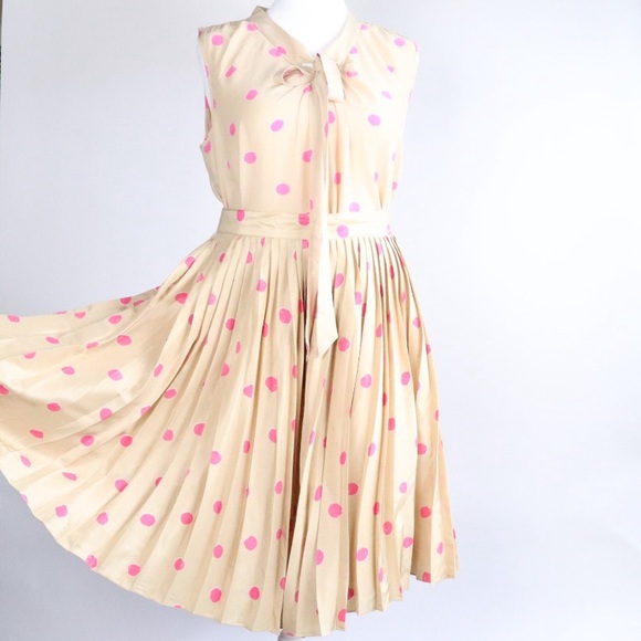 kate spade Tops - Kate Spade fun Pink Polka Dot Pleated Dress and matching bow blouse
